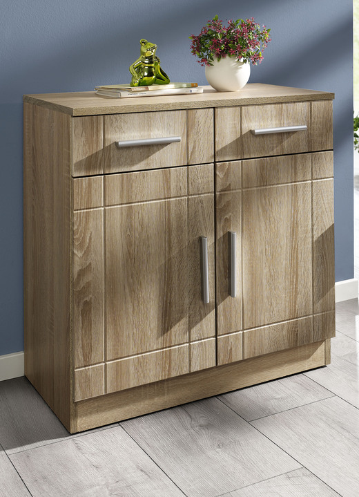 Meubels - Moderne ladekast met matte diepgetrokken fronten, in Farbe EIK SONOMA, in Ausführung Commode, 2 deuren Ansicht 1