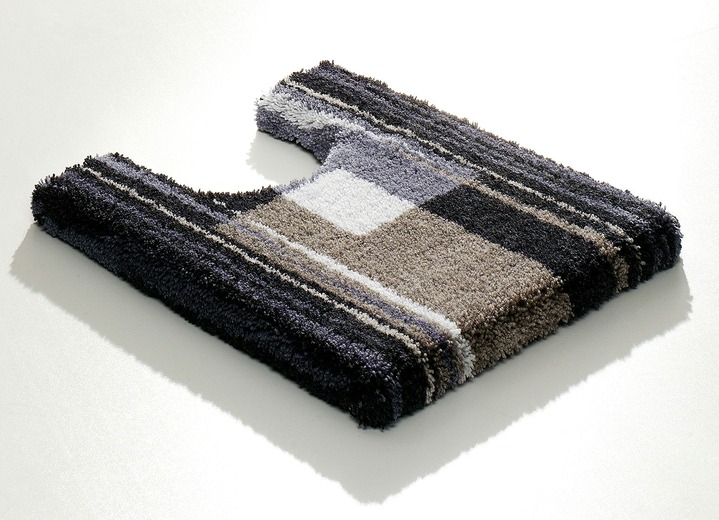 Badmatten - Badmattenset met antislip-onderkant, in Größe 100 (Matje, halfrond 50/80 cm) bis 112 (Toiletdekselafdekking 47/50 cm), in Farbe ANTRACIET Ansicht 1