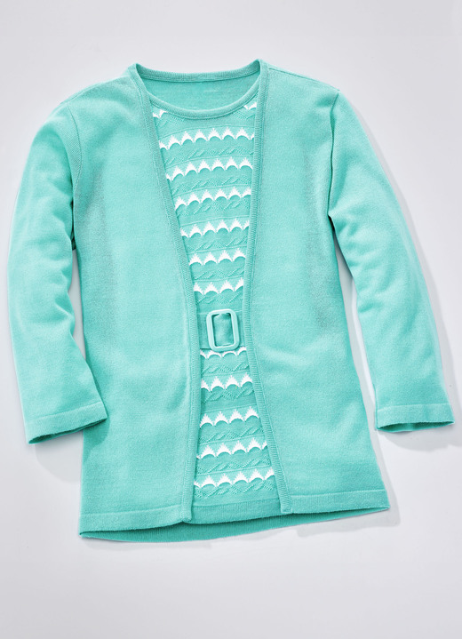 3/4-mouw - Trui in twinset-look 3/4-mouw - Trui in twinset-look, in Größe 036 bis 052, in Farbe AQUA-WEISS