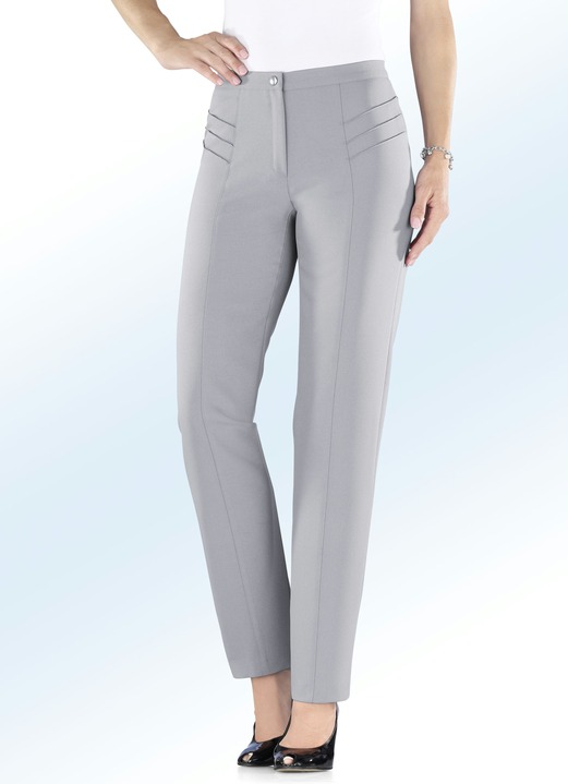 Broeken - Broek met mooie biezenversiering, in Größe 018 bis 245, in Farbe LICHTGRIJS Ansicht 1
