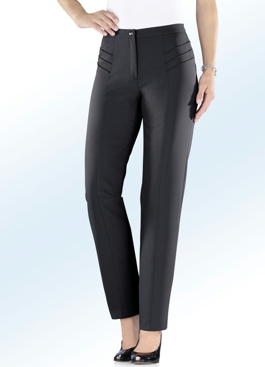 Broeken - Broek met mooie biezenversiering, in Größe 018 bis 245, in Farbe ZWART Ansicht 1