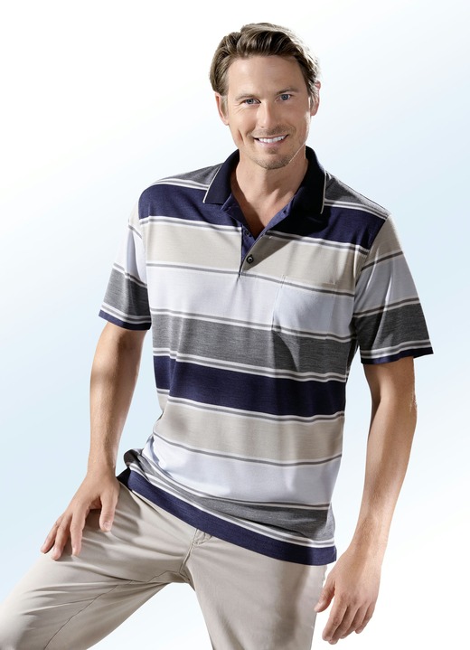 Shirts - Poloshirt met korte knoopsluiting Shirts - Poloshirt met korte knoopsluiting, in Größe 046 bis 062, in Farbe MARINE-ZAND-BLEU