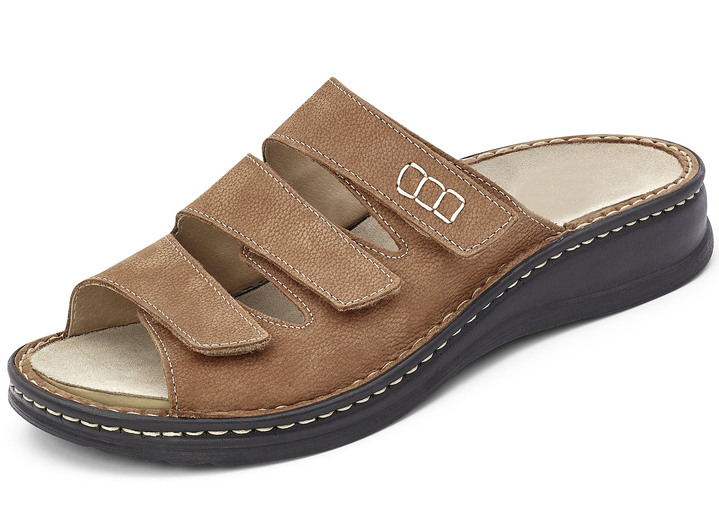 Sandalen & slippers - Mubb, comfortabele herenmuiltjes, breedte H, met uitneembaar voetbed, in Größe 040 bis 046, in Farbe COGNAC Ansicht 1