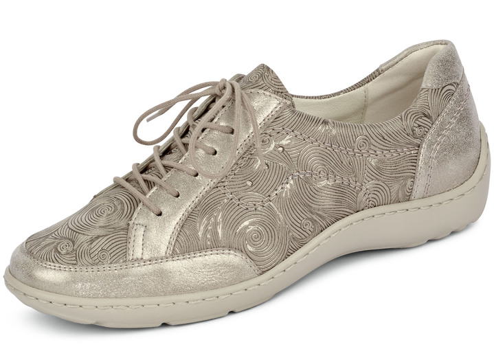 Instappers & veterschoenen - Waldläufer veterschoen van rundmetallic leer, in Größe 4 bis 8 1/2, in Farbe TAUPE Ansicht 1