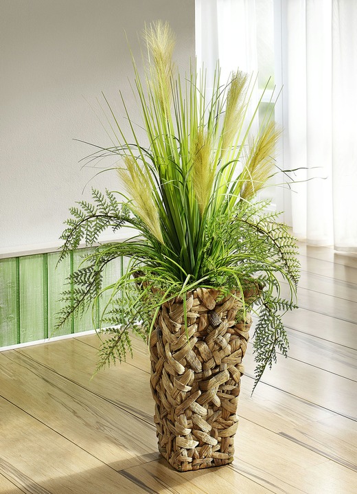 Kunst- & textielplanten - Rietgras in pot, in Farbe GROEN