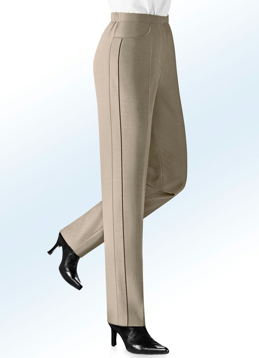 Broeken - Broek met contrasterende decoratieve biezen, in Größe 019 bis 245, in Farbe ZAND-ZWART Ansicht 1