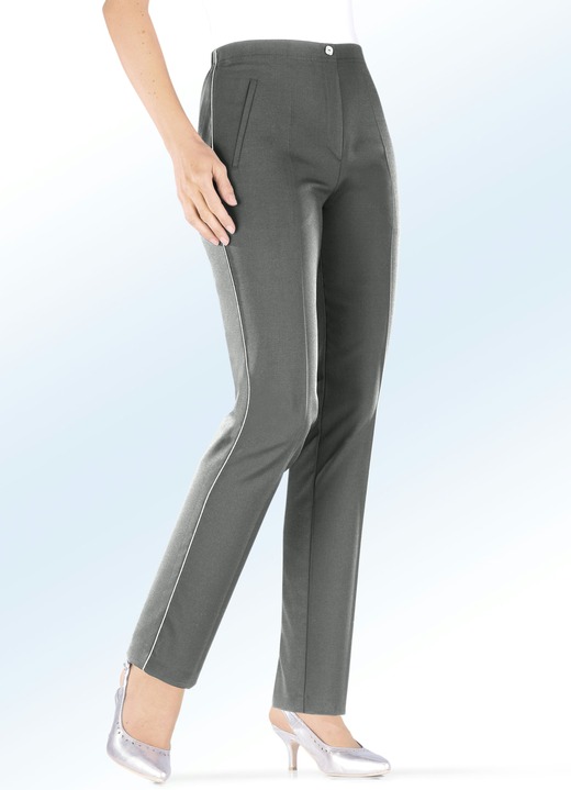 Broeken - Broek met mooie glanzende sierbiezen, in Größe 018 bis 245, in Farbe MIDDENGRIJS Ansicht 1