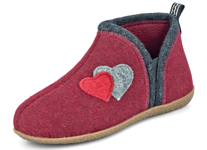- Slippers met contrasterende gekleurde applicaties, in Größe 036 bis 042, in Farbe GRANAATROOD Ansicht 1