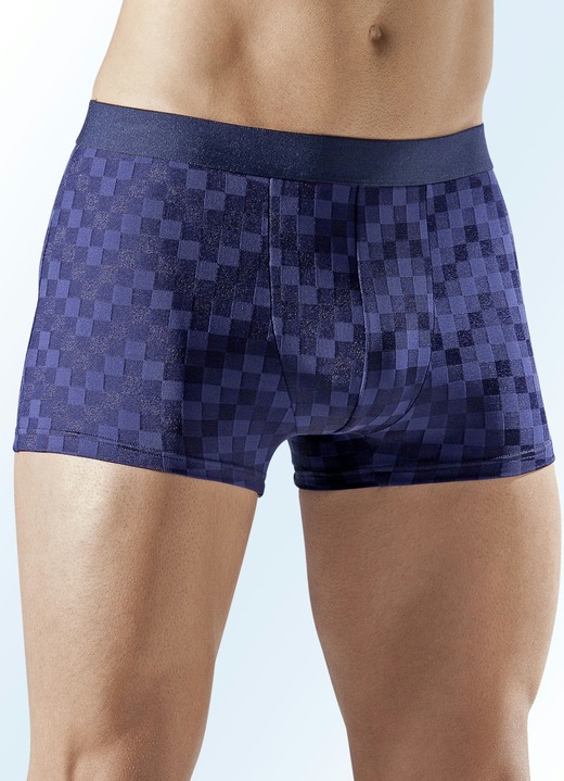 Herenondergoed - Verpakking met twee boxershorts met ruitjesstructuur, in Größe 3XL (9) bis XXL (8), in Farbe MARINE
