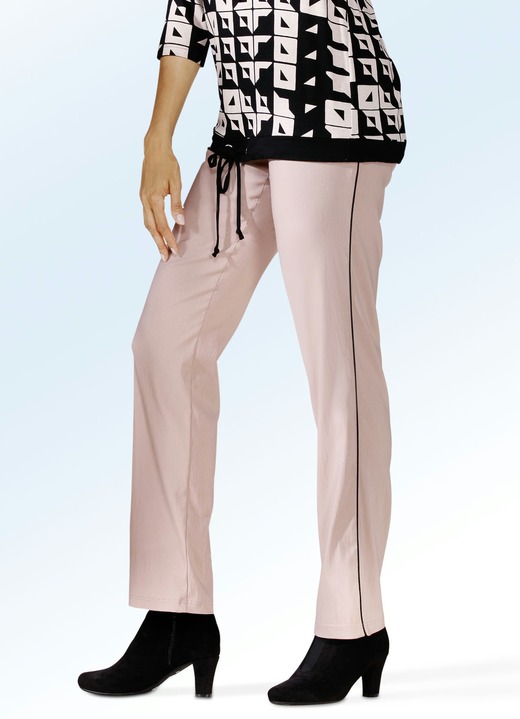 - Broek met contrasterende decoratieve biezen, in Größe 019 bis 054, in Farbe ROZENHOUT Ansicht 1