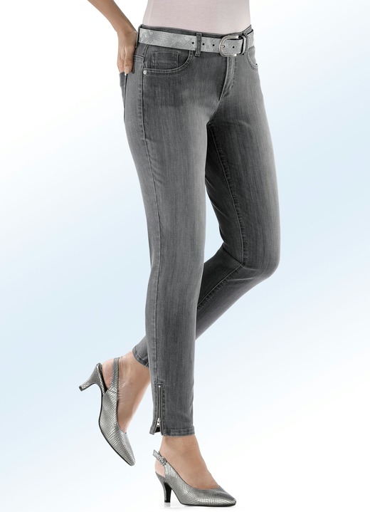 Broek met knoop- en ritssluiting - Magic-Jeans met modieuze ritsen aan de broekspijpuiteinden, in Größe 017 bis 050, in Farbe GRIJS Ansicht 1