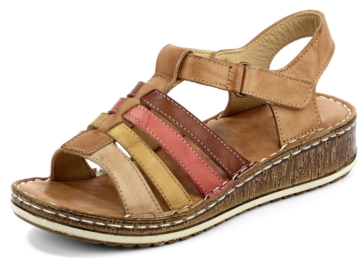Sandalen & slippers - Gemini sandalen met bandjes en praktische klittenbandsluiting, in Größe 036 bis 042, in Farbe COGNAC-MULTICOLOR