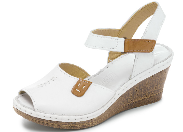 Sandalen & slippers - Gemini sandaal van gekleurd rundnappaleer, in Größe 036 bis 041, in Farbe WITTE COGNAC Ansicht 1