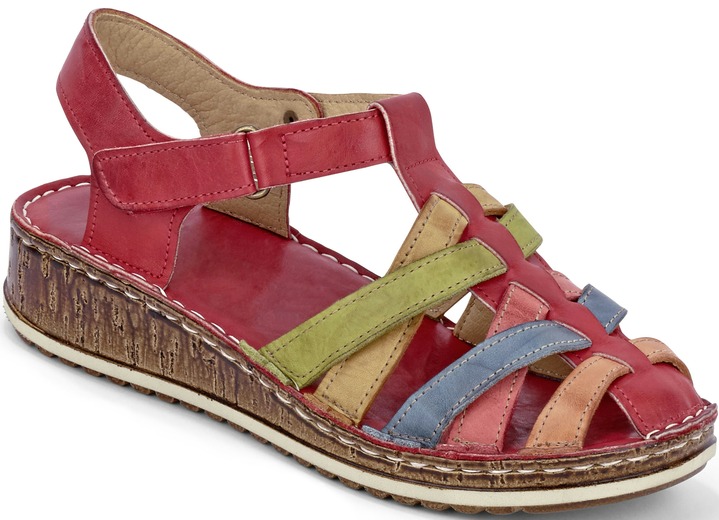 Sandalen & slippers - Gemini sandaaltjes met bandjes en een subtiele gekreukelde structuur, in Größe 036 bis 042, in Farbe ROOD-MEERKLEURIG