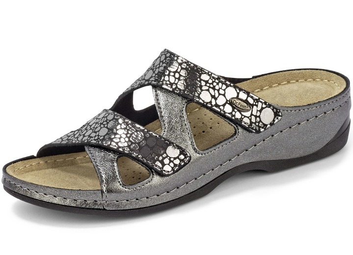 Sandalen & slippers - ELENA EDEN muiltjes gemaakt van gemetalliseerd rundleer, in Größe 036 bis 042, in Farbe ANTRACIET METALLIC