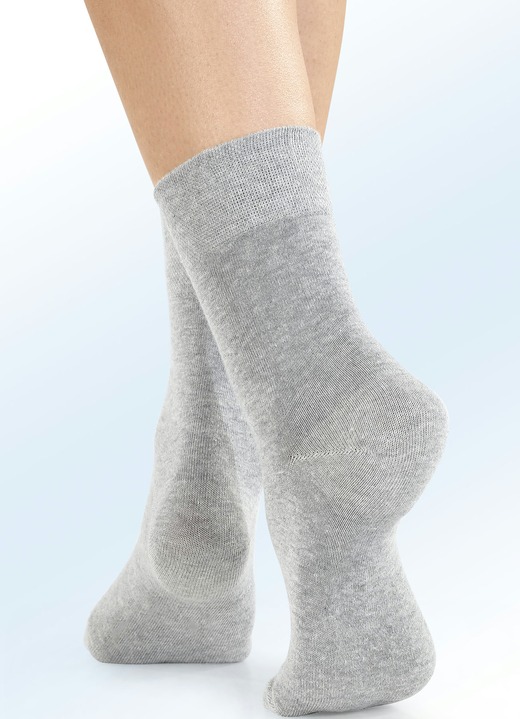 Kousen & panty's - Vier-pack sokken met biologisch katoen, in Größe 1 (Schoenm. 35-38) bis 3 (Schoenm. 43-46), in Farbe 2X ZILVERGRIJS GEMÊLEERD, 2X ANTRACIET GEMÊLEERD Ansicht 1