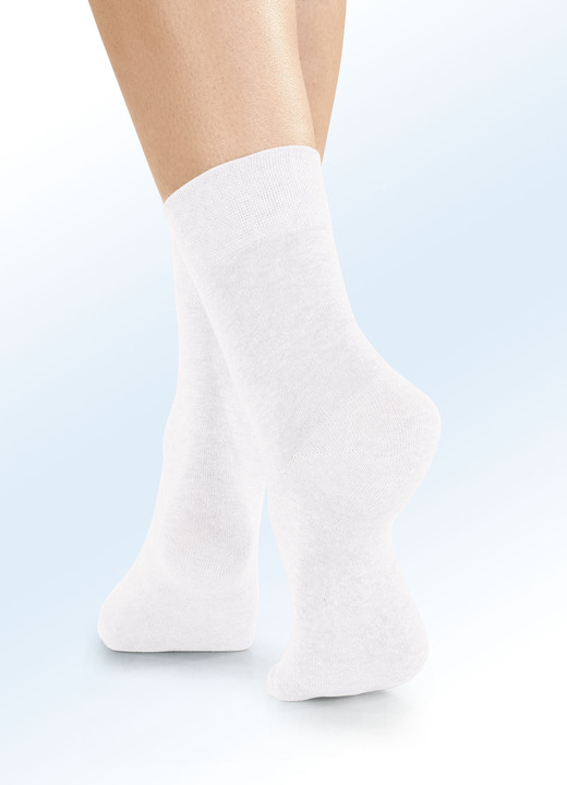 Kousen & panty's - Vier-pack sokken met biologisch katoen, in Größe 1 (Schoenm. 35-38) bis 3 (Schoenm. 43-46), in Farbe 4X WIT Ansicht 1
