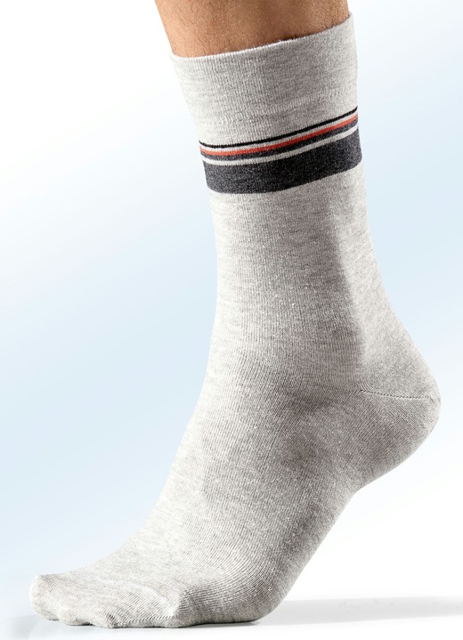 Kousen - Set van vijf sokken, schacht en tailleband extra breed, in Größe 001 (Schoenmaat 39-42) bis 003 (schoenmaat 47-50), in Farbe 2X LICHTGRIJS, 3X ANTRACIET Ansicht 1