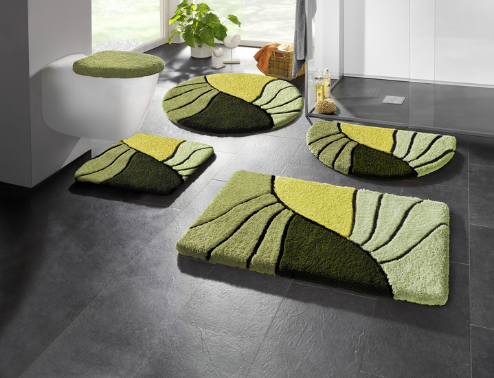 Badmatten - Badmattenset met antislip-onderkant, in Größe 100 (Matje, halfrond 50/80 cm) bis 112 (Toiletdekselafdekking 47/50 cm), in Farbe GROEN Ansicht 1
