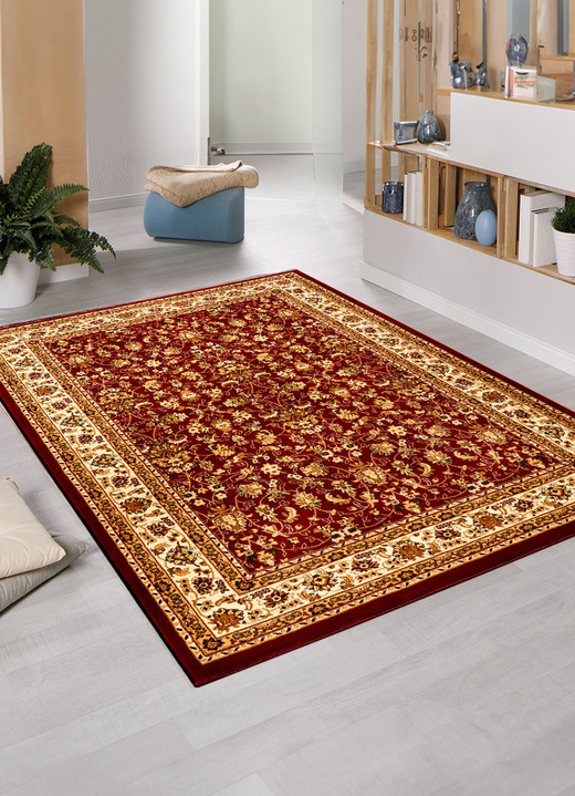Tapijten - Bruggen, galerijen en tapijten met een juterug, in Größe 111 (Brug, 60 x 110 cm) bis 320 (tapijt ovaal, 120 x 170 cm), in Farbe ROOD Ansicht 1