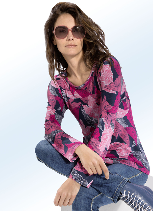 - Shirt met prachtige strassversiering, in Farbe ROZE-MARINE-MEERKLEURIG