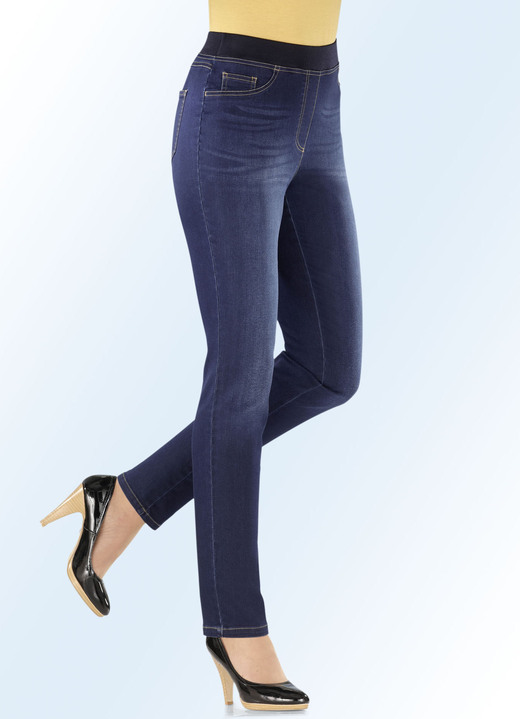 Broeken met elastische band - Power-stretch jeans, pull-on-model, in Größe 018 bis 092, in Farbe DONKERBLAUW Ansicht 1