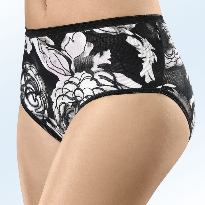 - Set van vier slips met elastische boorden, in Größe 040 bis 054, in Farbe ZWART-MEERKLEURIG