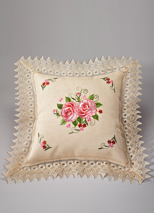 Decoratie - Kamerdecoratie met prachtig bloemmotief, in Größe 101 (Loper, 30/75 cm) bis 404 (kussensloop, 40 x 40 cm), in Farbe ECRU Ansicht 1