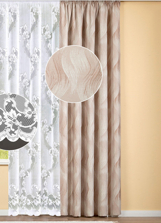 Klassiek - Overgordijn in uitgebreide jacquard weeftechniek, in Farbe BEIGE