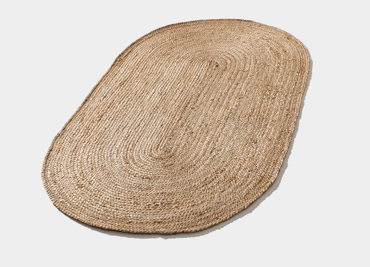 Modern - Handgeweven tapijten van 100% jute, in Größe 118 (vloerkleed, 90 x 160 cm) bis 314 (Brug ovaal, 120 x 180 cm), in Farbe BEIGE Ansicht 1