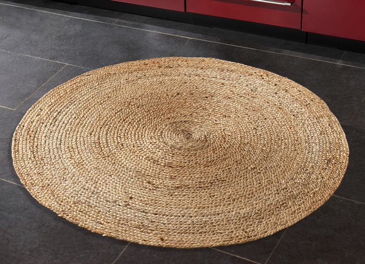 Modern - Vloerkleden en tapijten van handgevlochten jute, in Größe 118 (vloerkleed, 90 x 160 cm) bis 314 (Brug ovaal, 120 x 180 cm), in Farbe BEIGE Ansicht 1