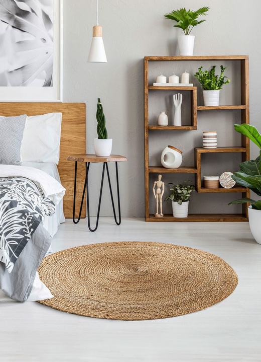 Modern - Handgeweven tapijten van 100% jute, in Größe 118 (vloerkleed, 90 x 160 cm) bis 314 (Brug ovaal, 120 x 180 cm), in Farbe BEIGE Ansicht 1