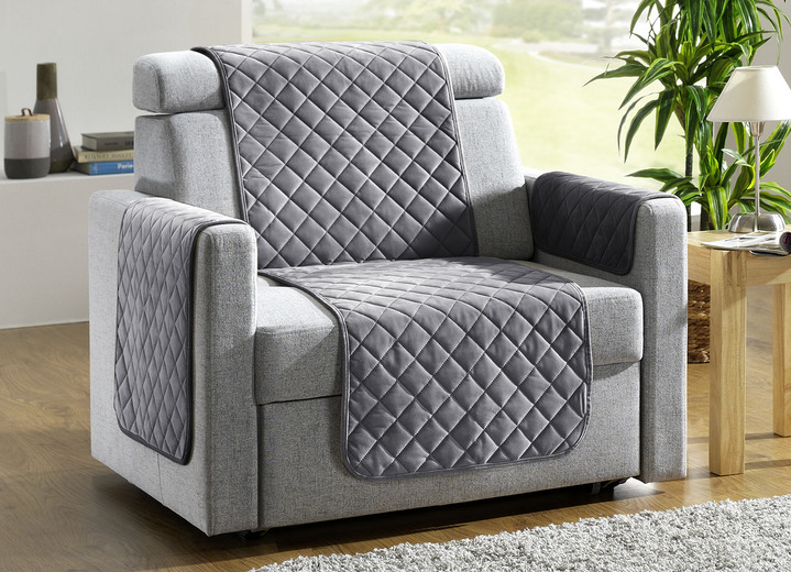 Grand foulards - Fauteuil-, bank- en armleuningbeschermers met bandrand, in Größe 101 (Fauteuilbeschermer, 50 x 150 cm) bis 865 (2 armleuningbeschermers, 50 x 70 cm), in Farbe ANTRACIET Ansicht 1
