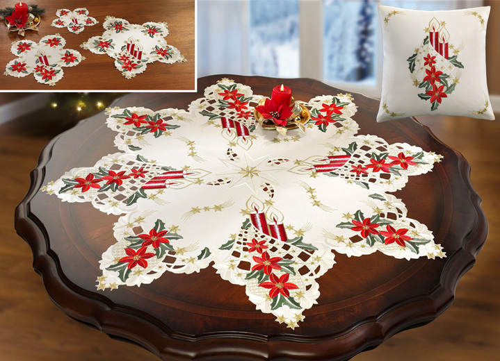 Woontextiel - Kerstachtige tafel- en kamerdecoratie, in Größe 120 (2 sterren, ø 20 cm) bis Stervormig 160 cm., in Farbe SEKT