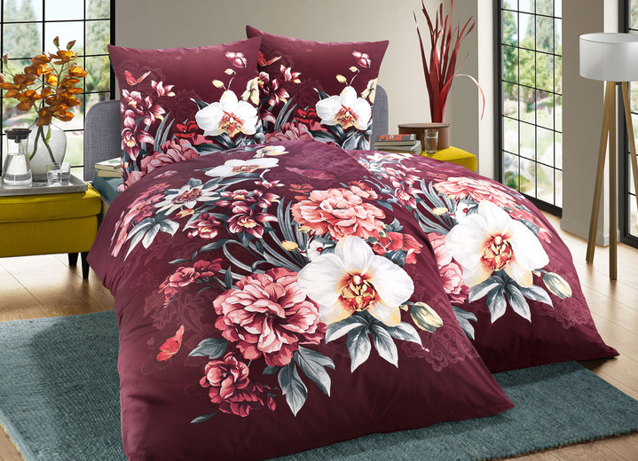 Beddengoed - Kaeppel beddengoedset met ritssluiting, in Größe 112 (80 x 80 cm + 135 x 200 cm) bis 115 (80 x 80 cm + 155 x 220 cm), in Farbe BORDEAUX Ansicht 1