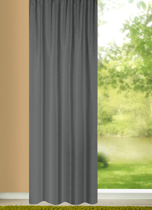 Klassiek - Ondoorzichtige verduisterende sjaal in gestructureerde linnenlook, in Größe 365 (H 145 x B 135 cm) bis 458 (H 245 x B 135 cm), in Farbe ANTRACIET Ansicht 1
