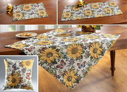 Tafel- en kamerdecoratie met zonnebloemmotief