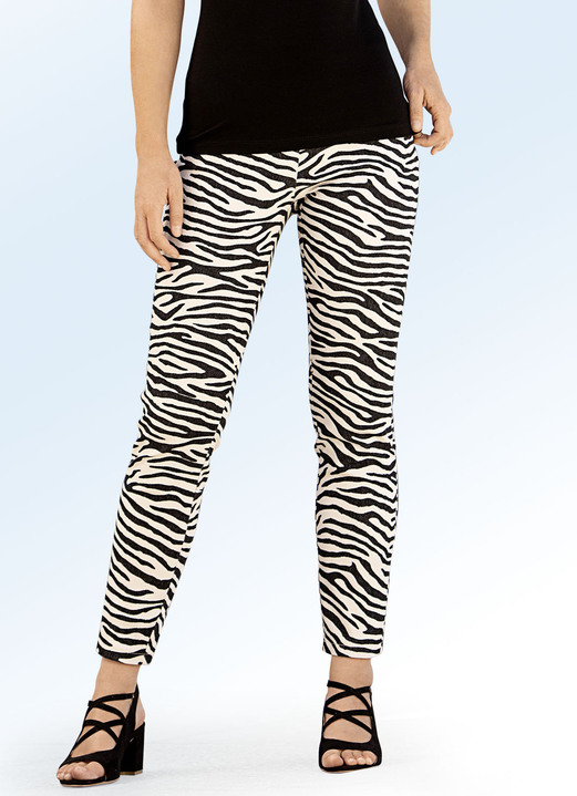 Broeken - Broek in trendy dierenprint, in Größe 017 bis 052, in Farbe ZWART-ZAND Ansicht 1