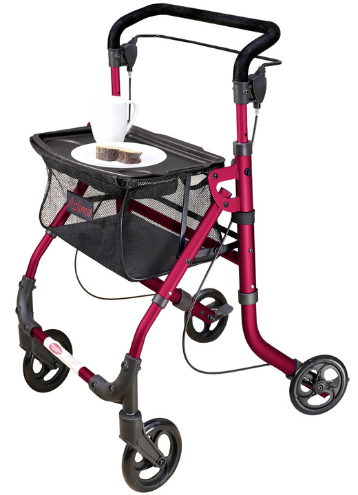 Mobiliteit - Appartementrollator met dienblad, in Farbe ROOD Ansicht 1