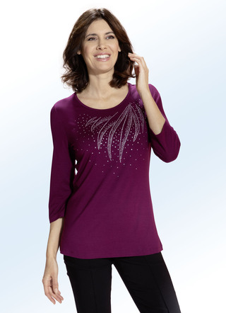 Shirt met decoratieve steendecoratie in 2 kleuren