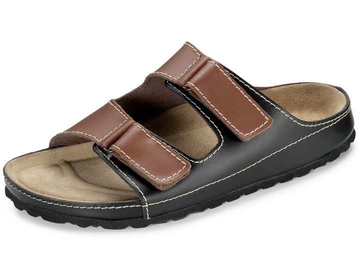 Sandalen & slippers - GINO GALANTE, klassieke herenmuiltjes, gemaakt van leer, in Größe 040 bis 046, in Farbe KASTANJEZWART Ansicht 1