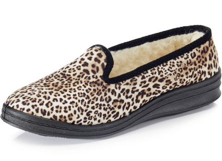 Trendy damespantoffels, breedte H, met wol