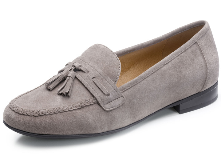 Instappers & veterschoenen - Caprice pantoffels met leren clip, in Größe 036 bis 042, in Farbe TAUPE Ansicht 1