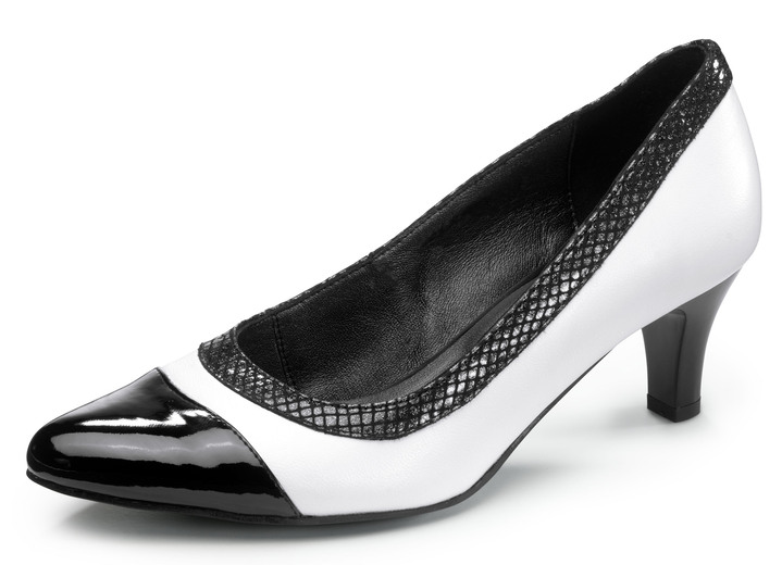 Pumps & ballerina's - Nappaleren pumps, in Größe 036 bis 042, in Farbe WIT-ZWART