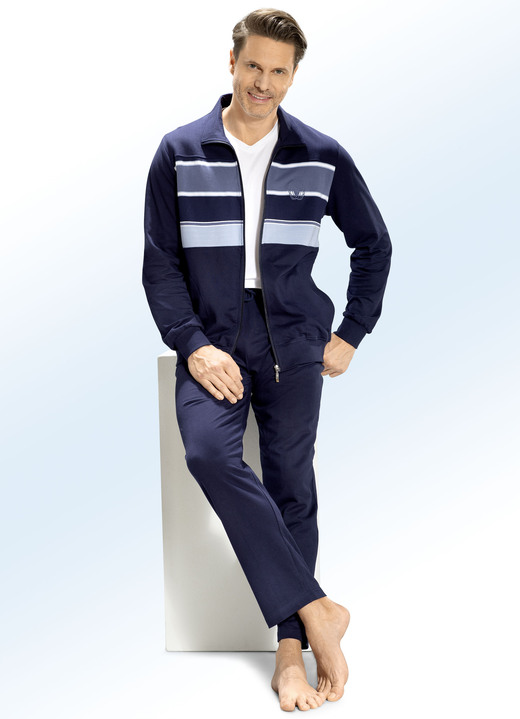 Vrijetijdspakken - Loungewear met strependesign, in Größe 024 bis 062, in Farbe MARINE-BLAUW