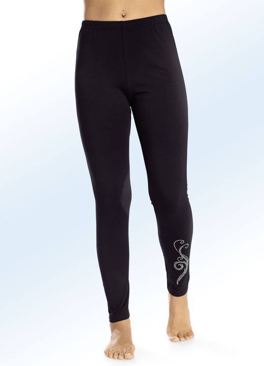 Vrijetijds pantalons - Set van twee leggings met een comfortabele, elastische tailleband, in Größe 036 bis 058, in Farbe ZWART Ansicht 1