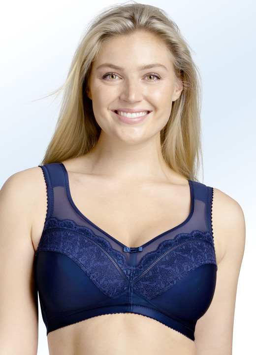 BH zonder beugel - Miss Mary bh met elastische tule, in Größe 075 bis 110, in Cup G, in Farbe MARINE Ansicht 1