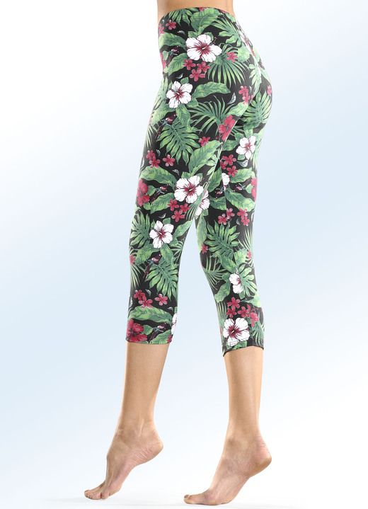 Leggings - Set van twee leggings in 7/8-lengte, in Größe 040 bis 050, in Farbe 1X ZWART/ROOD/GROEN, 1X ZWART