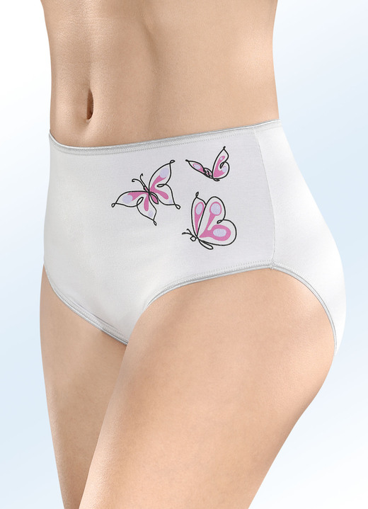 Slips - Drie-pack slips met vlindermotief, in Größe 038 bis 056, in Farbe GRIJS-MEERKLEURIG Ansicht 1