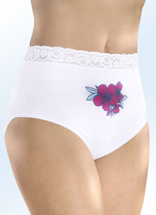 Slips - Verpakking van vier slips met kanten tailleband, in Größe 038 bis 052, in Farbe WIT Ansicht 1